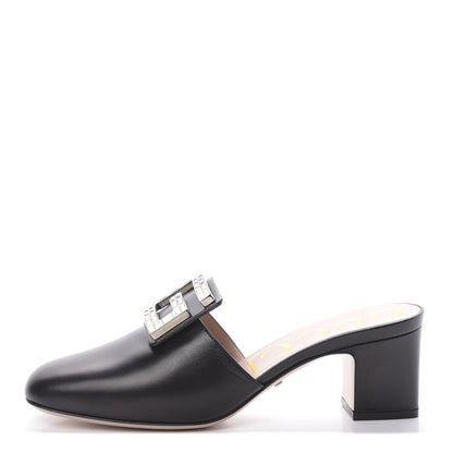 Gucci Malaga Kid Crystal Square G Madelyn Mules 37 Black 1 of 9