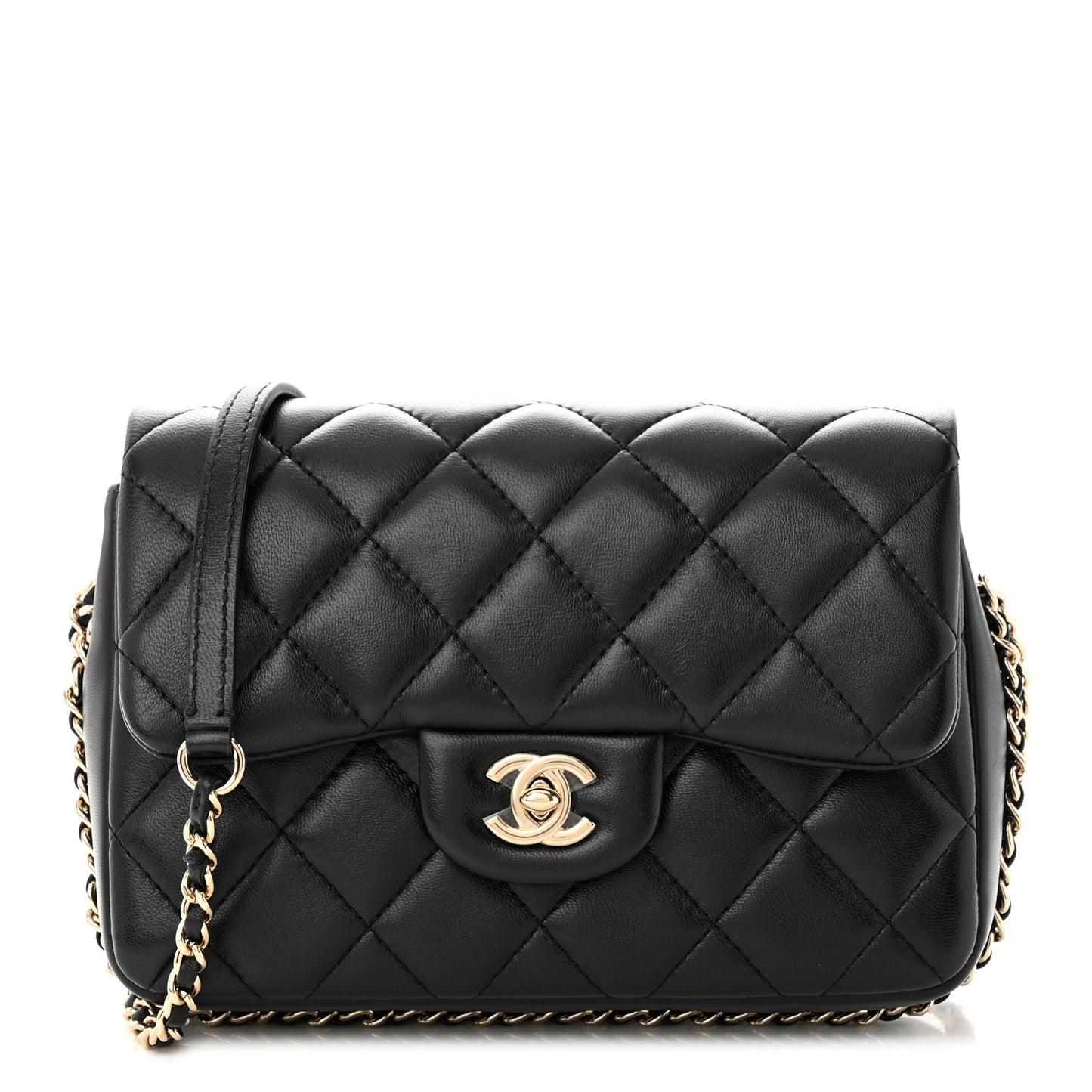Lambskin Quilted Small My Precious Flap Black
