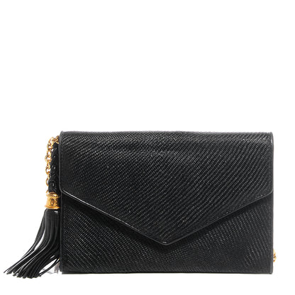 Chanel Woven Raffia Tassel Mini Flap Black 1 of 9