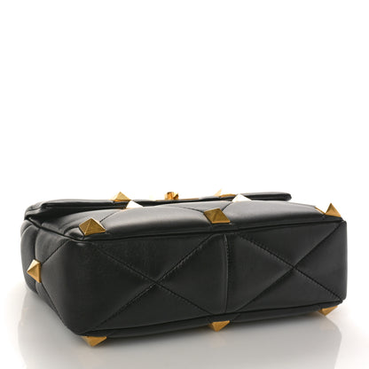 Valentino Garavani Nappa Large Roman Stud Shoulder Bag Black 4 of 8