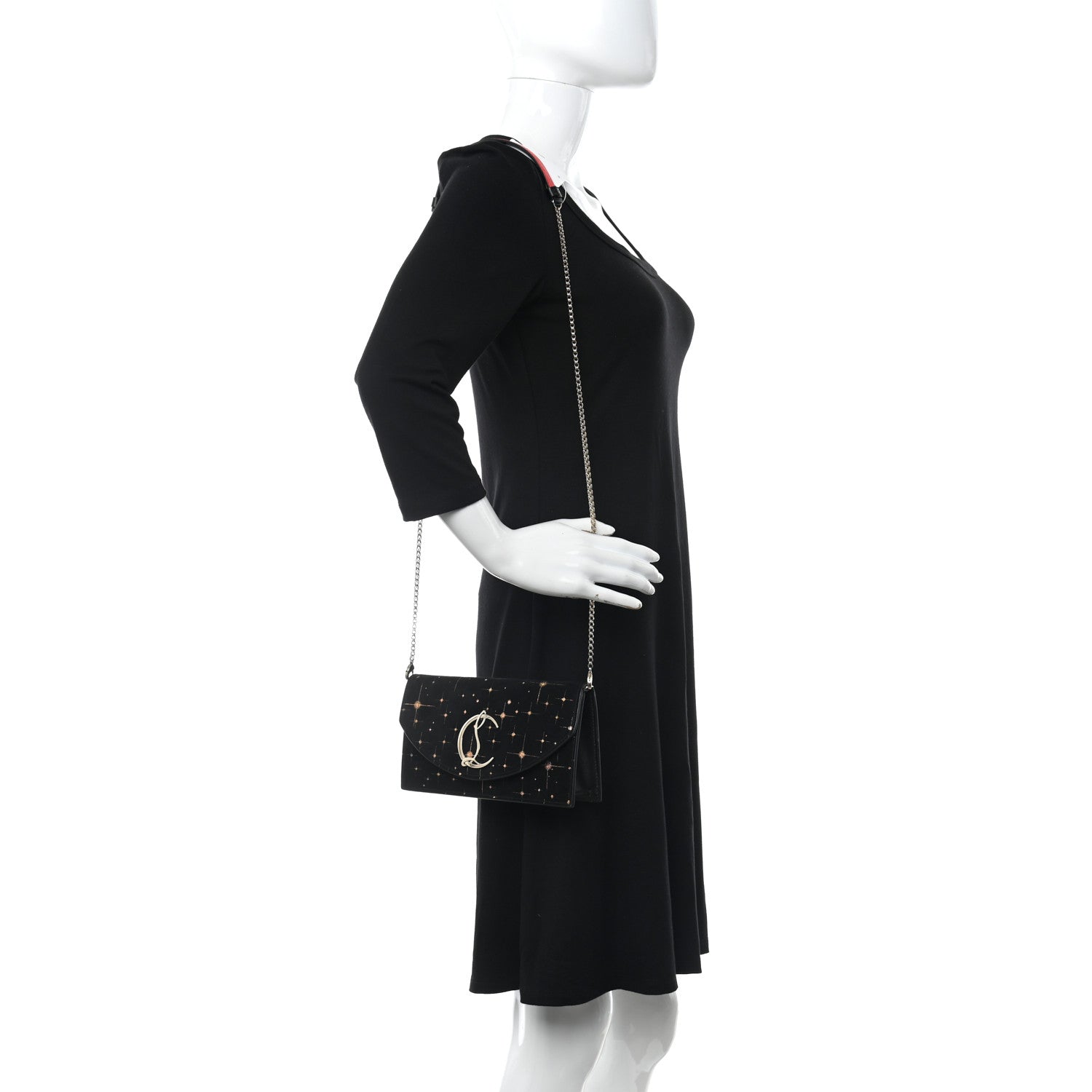 Christian Louboutin Suede Loubi54 Crossbody Clutch Black 2 of 9