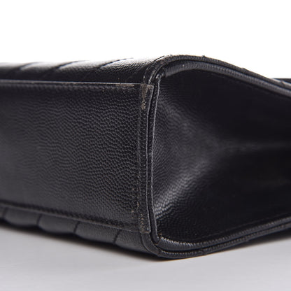 Saint Laurent Grain De Poudre Matelasse Chevron Large Monogram Satchel Black 9 of 13