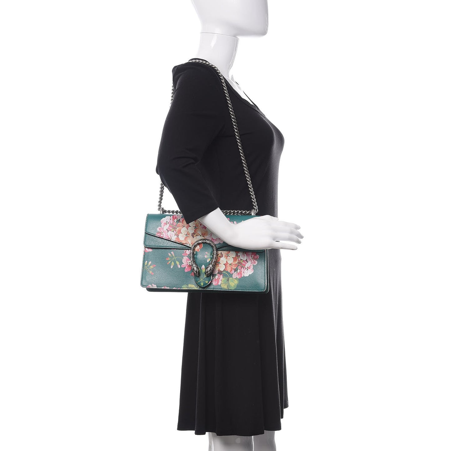 Calfskin Blooms Print Small Dionysus Shoulder Bag Bright Emerald Multicolor