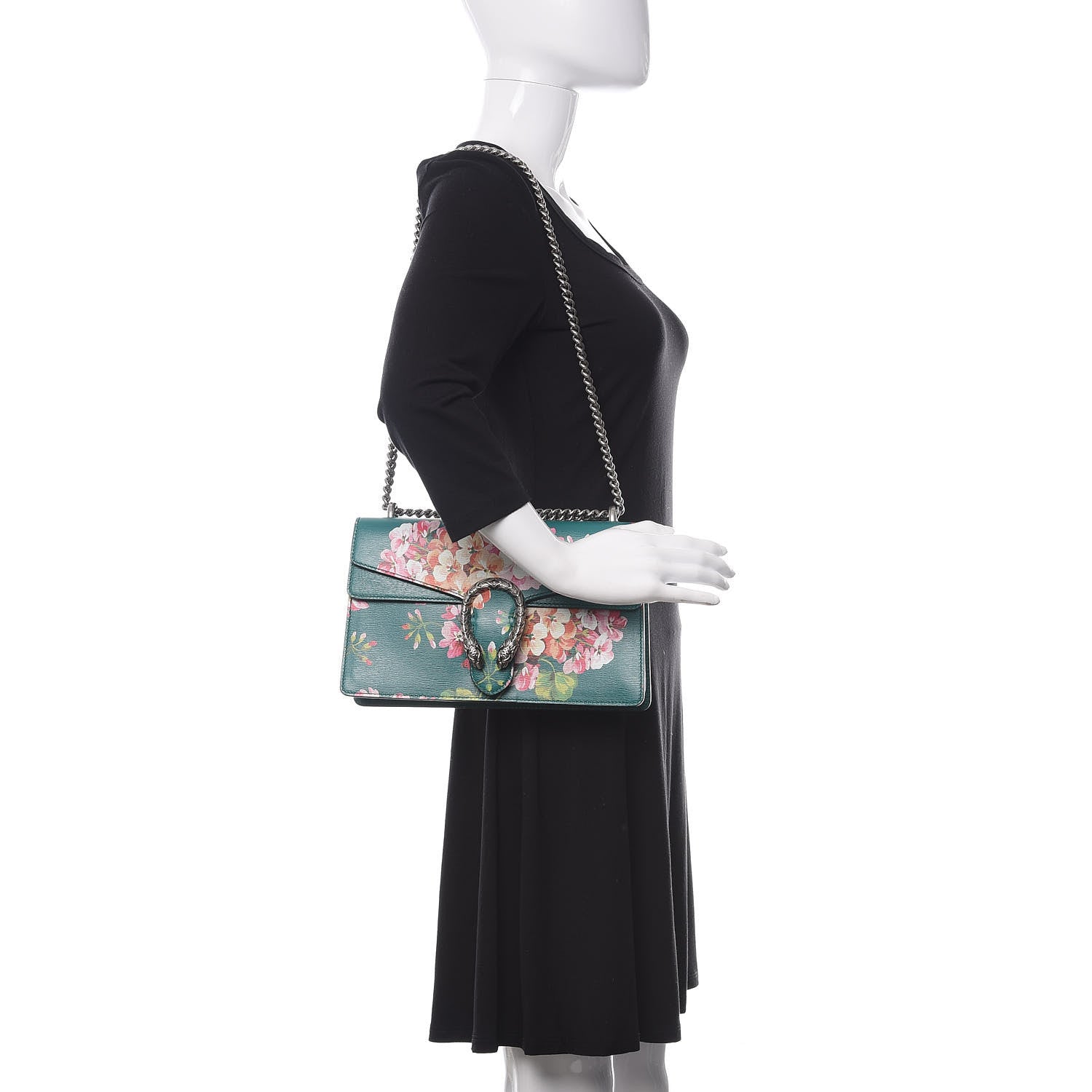Gucci Calfskin Blooms Print Small Dionysus Shoulder Bag Bright Emerald Multicolor 2 of 10