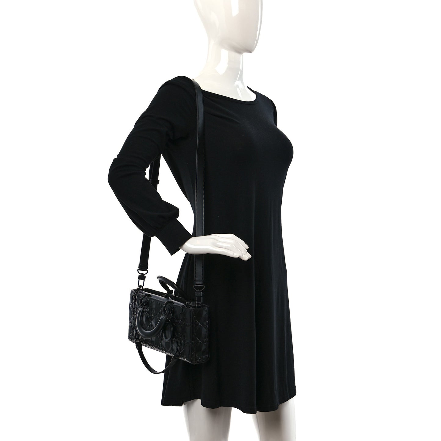 Calfskin Cannage Diamond Medium Lady D-Joy Black