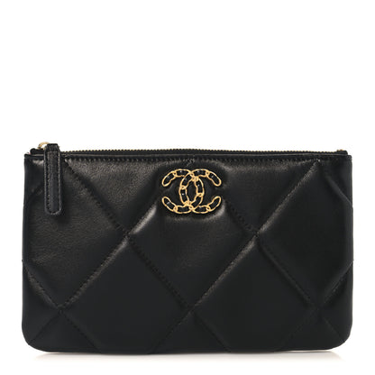 Chanel Lambskin Quilted Small Chanel 19 Pouch Black 1 of 8