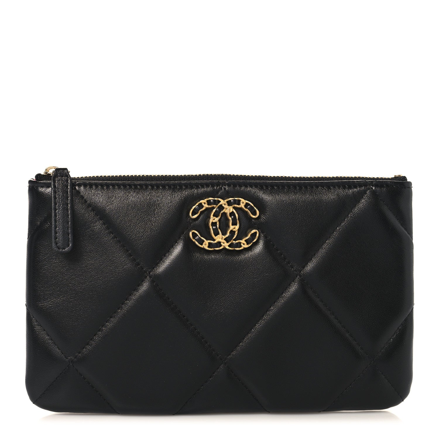 Chanel Lambskin Quilted Small Chanel 19 Pouch Black 1 of 8