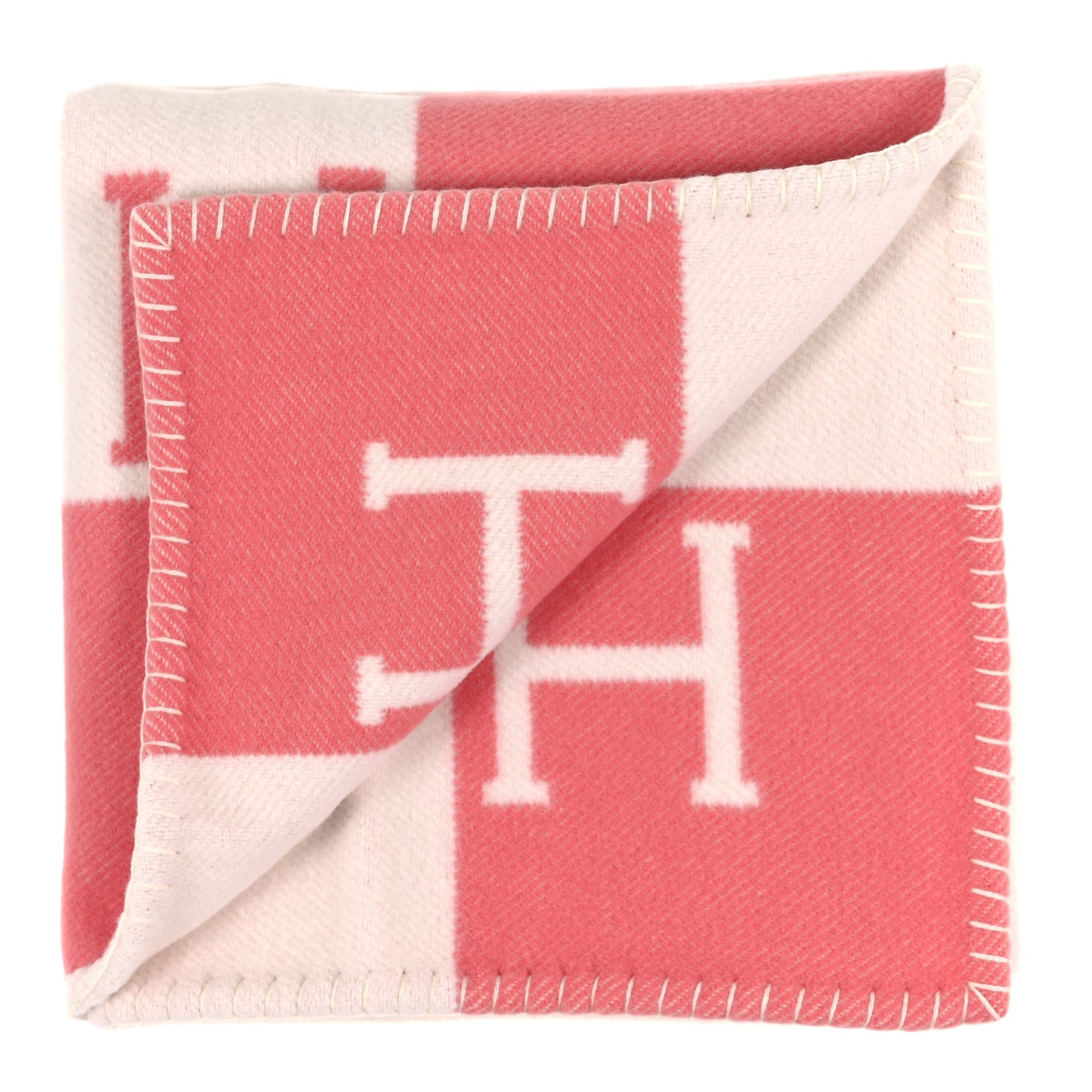Wool Cashmere Avalon Baby Blanket Rose Airelle White