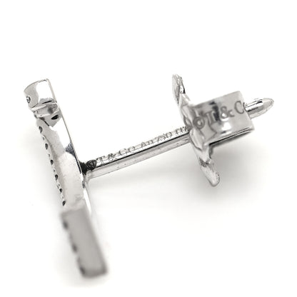 Tiffany 18K White Gold Diamond T Smile Earrings 4 of 5