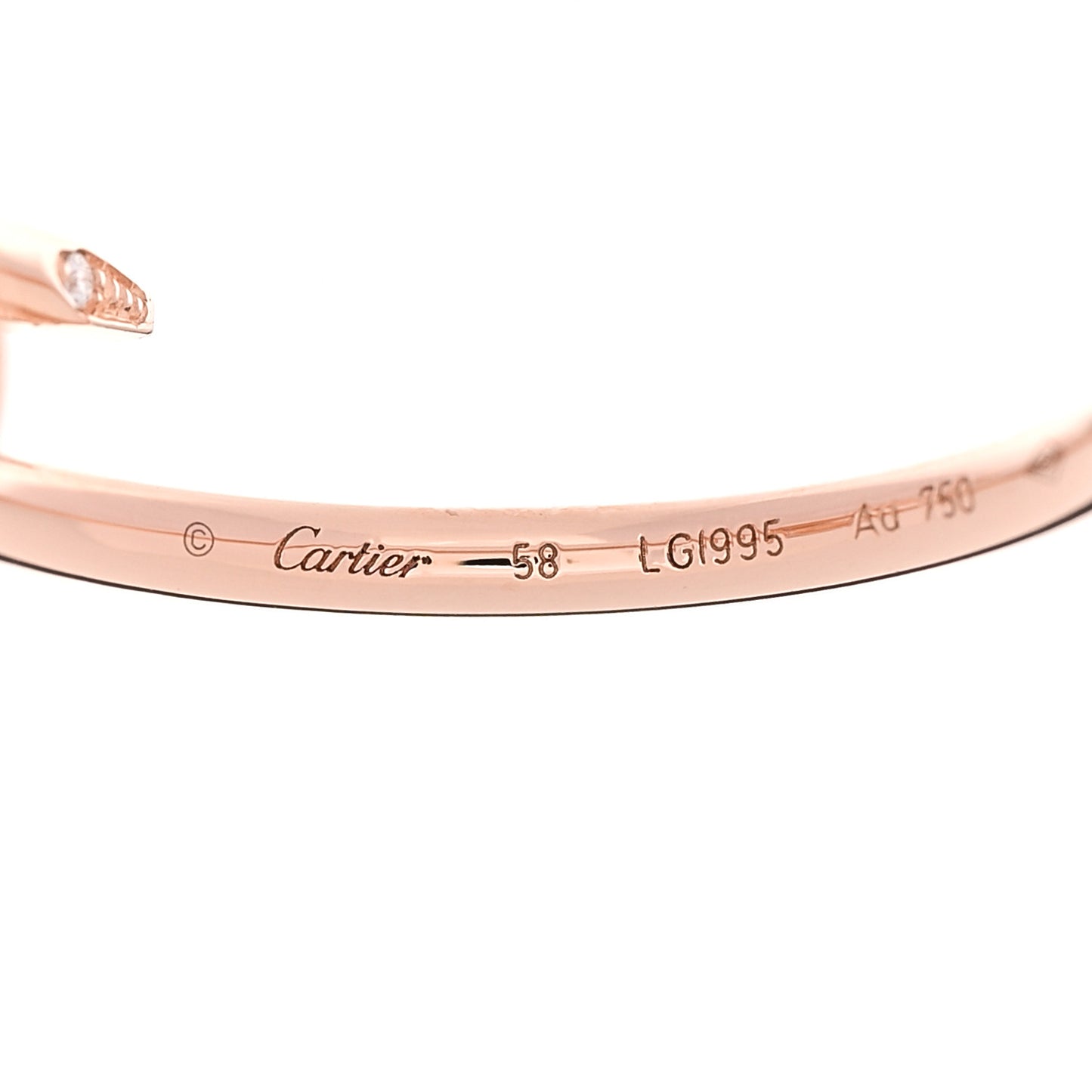 18K Pink Gold Diamond Juste Un Clou Paved Ring 58 8.5