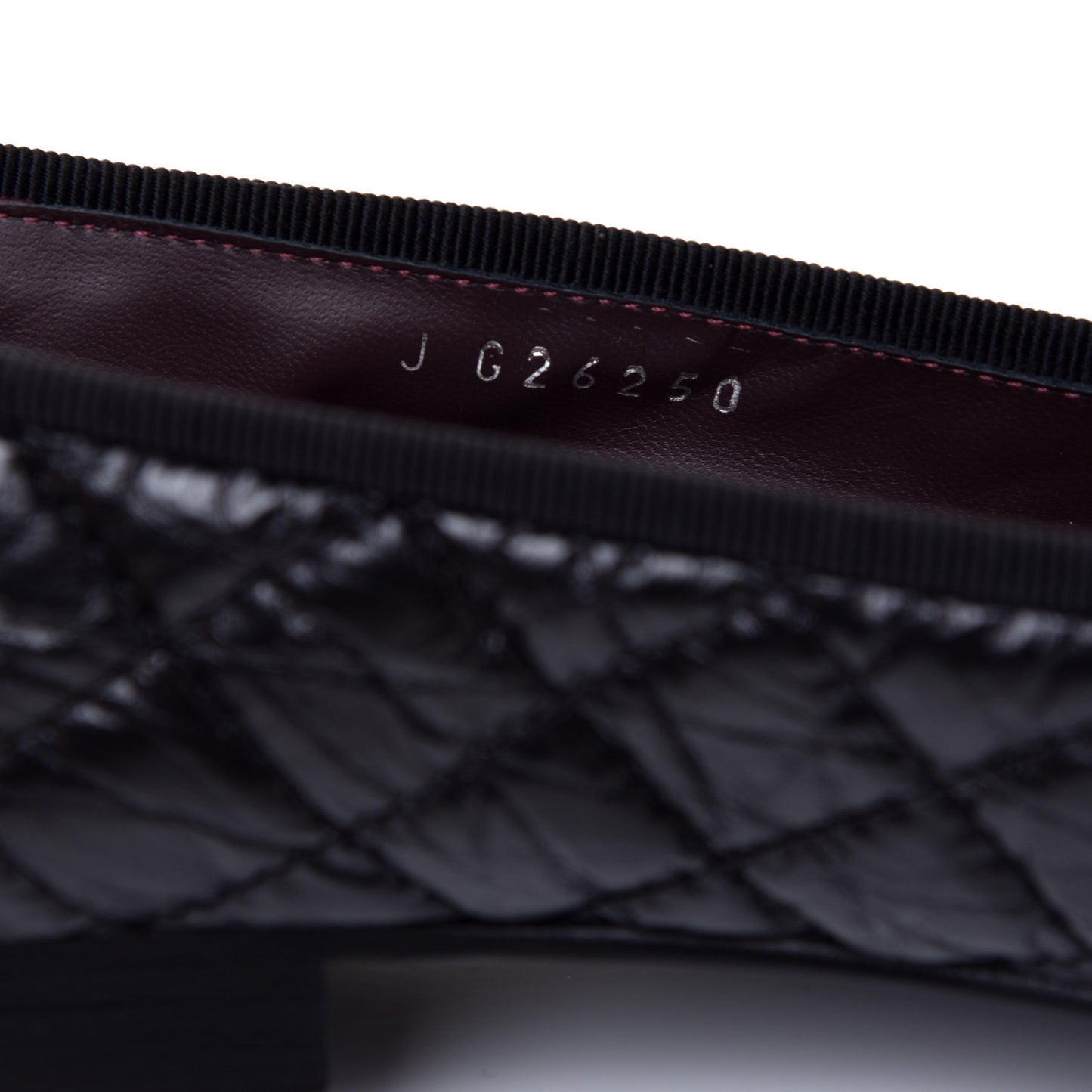 Aged Calfskin Quilted Cap Toe Ballerina Flats 37.5 Black