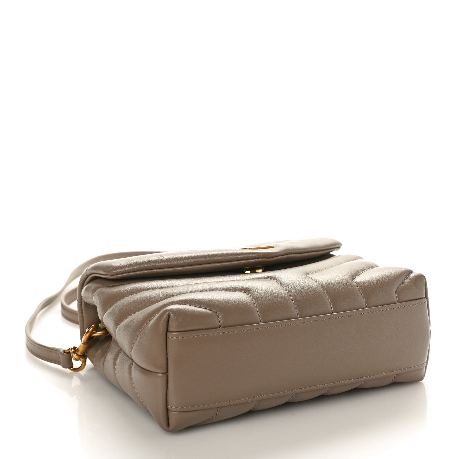 Saint Laurent Calfskin Y Quilted Monogram Toy Loulou Crossbody Bag Taupe 4 of 10