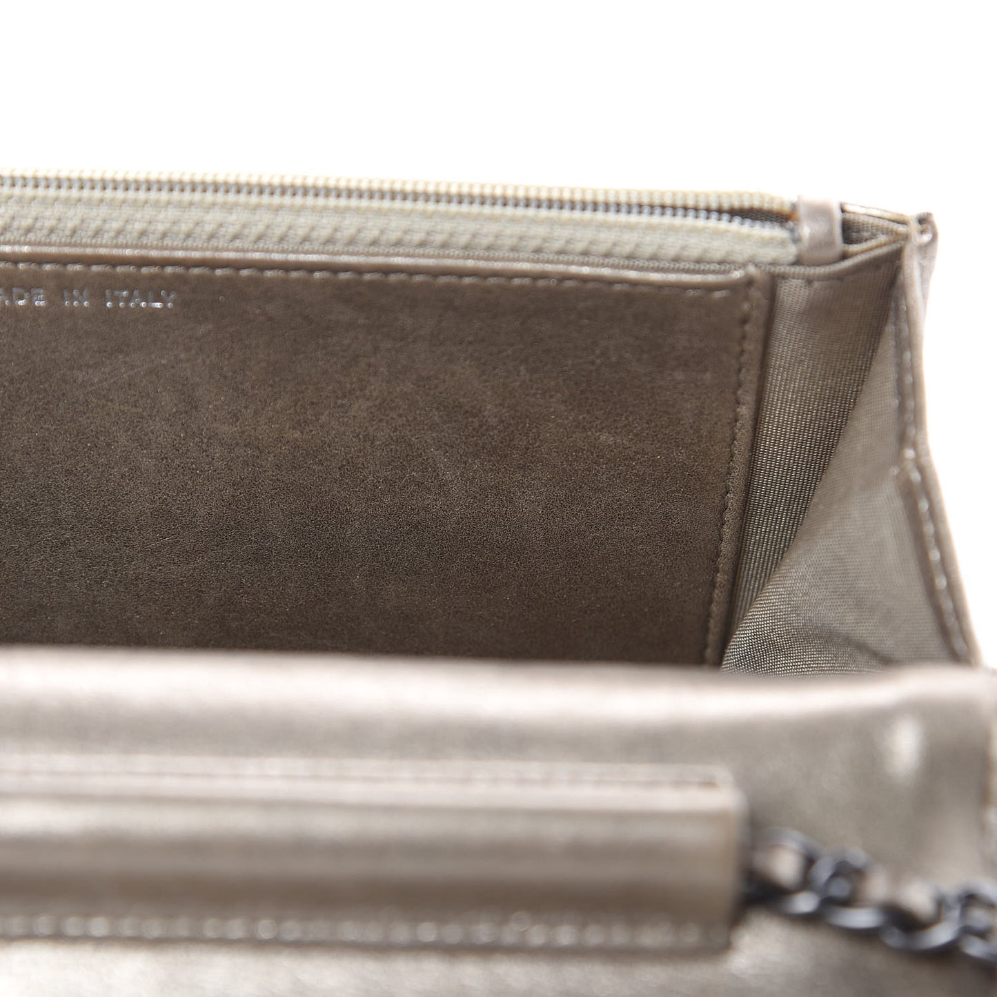 Metallic Calfskin Quilted Boy Wallet On Chain WOC Gold