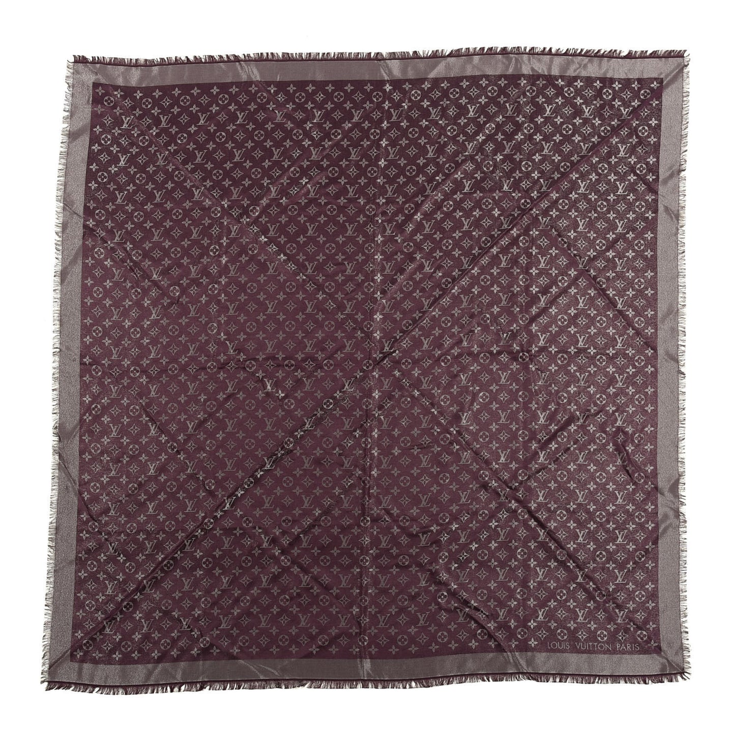 Silk Lurex Wool Monogram Shine Shawl Amarante