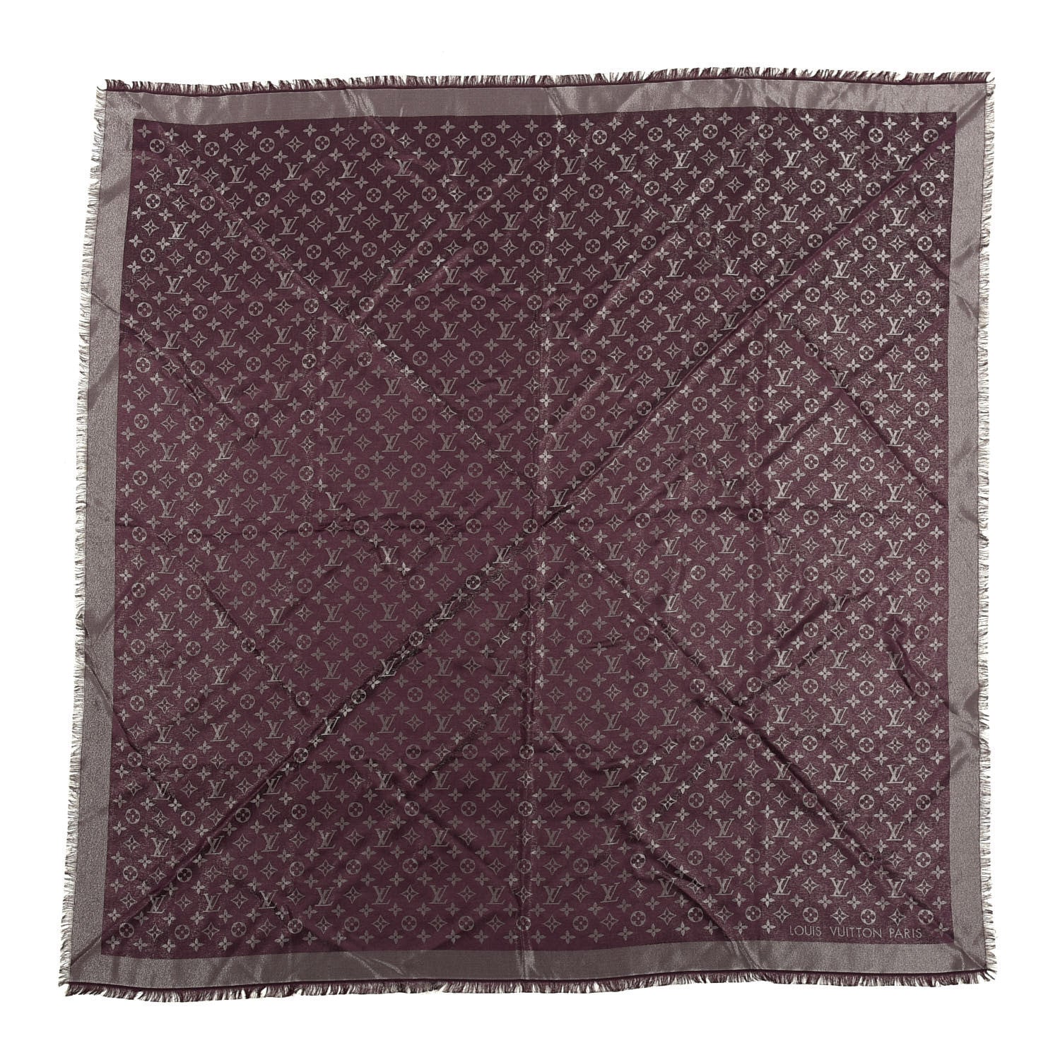 Louis Vuitton Silk Lurex Wool Monogram Shine Shawl Amarante 1 of 3