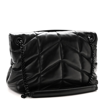Saint Laurent Lambskin Quilted Monogram Monochrome Small Loulou Puffer Chain Satchel Black 3 of 10