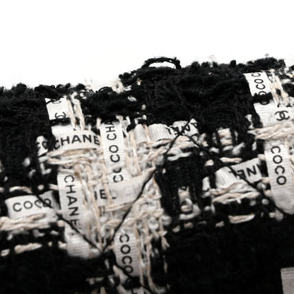 Chanel Tweed Quilted Wallet On Chain WOC Black Ecru White 12 of 14