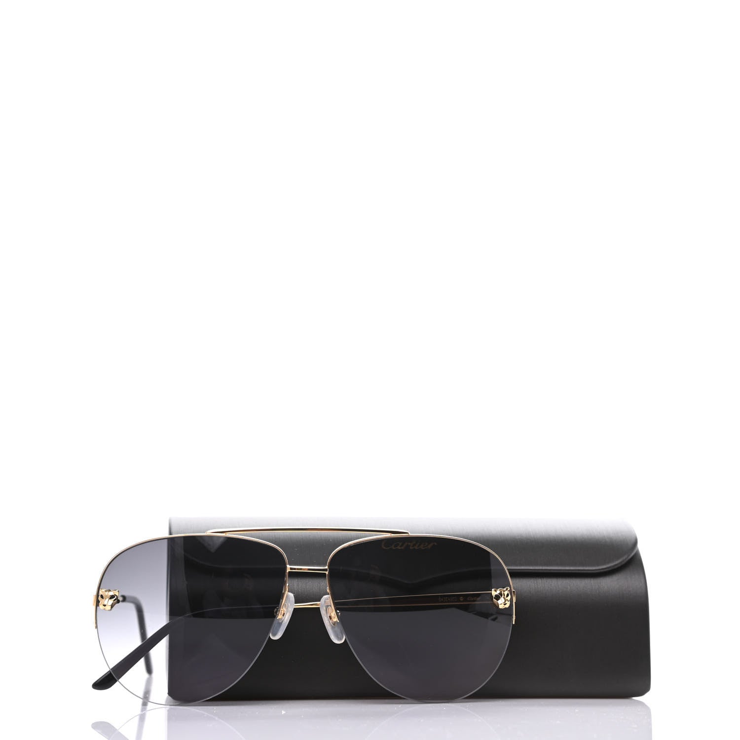 Cartier Santos de Cartier Aviator Sunglasses CT0065S Gold Black 7 of 7