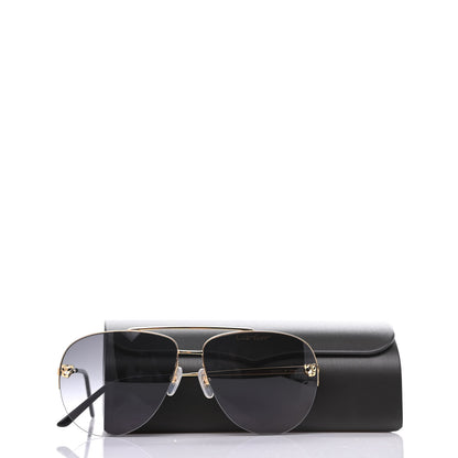 Cartier Santos de Cartier Aviator Sunglasses CT0065S Gold Black 7 of 7