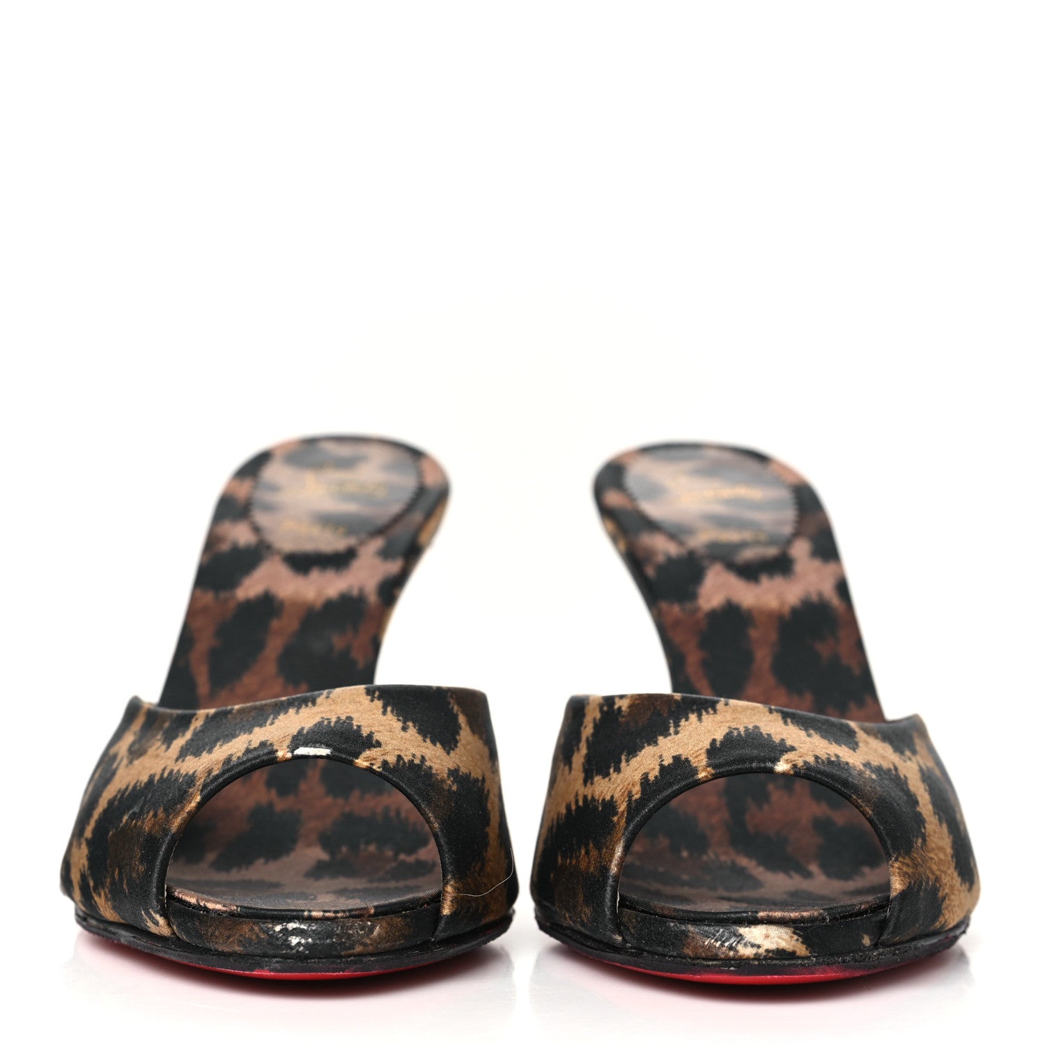 Christian Louboutin Satin Leopard Print Me Dolly 85 Sandals 38 Black 3 of 10