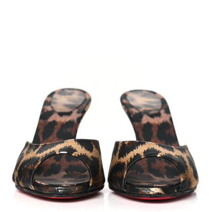 Christian Louboutin Satin Leopard Print Me Dolly 85 Sandals 38 Black 3 of 10