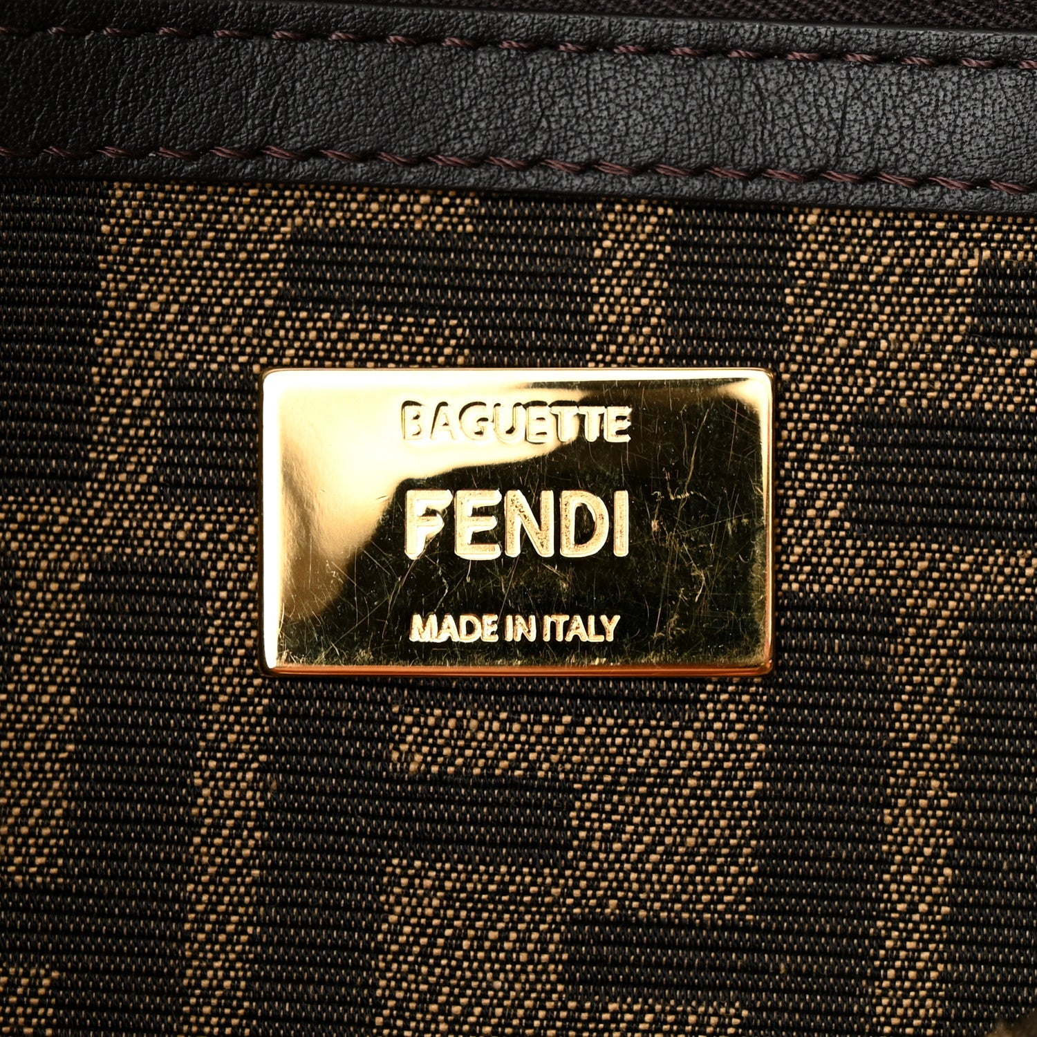 Fendi Fabric Jacquard FF 1974 Medium Baguette Tobacco Moro Black 6 of 13