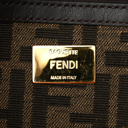 Fendi Fabric Jacquard FF 1974 Medium Baguette Tobacco Moro Black 6 of 13