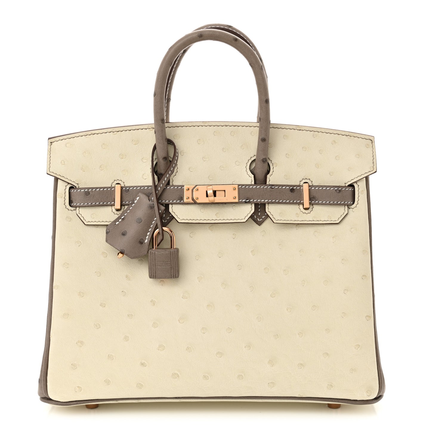 Ostrich Horseshoe Birkin 25 Beton Gris Tourterelle