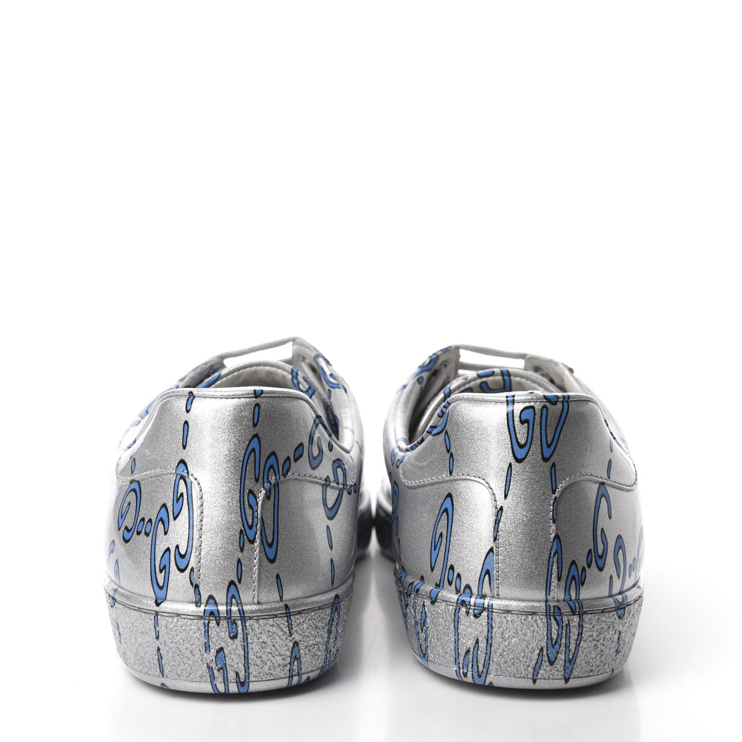 Miro Rubber Wax GucciGhost Print Mens New Ace Sneakers 7 Silver
