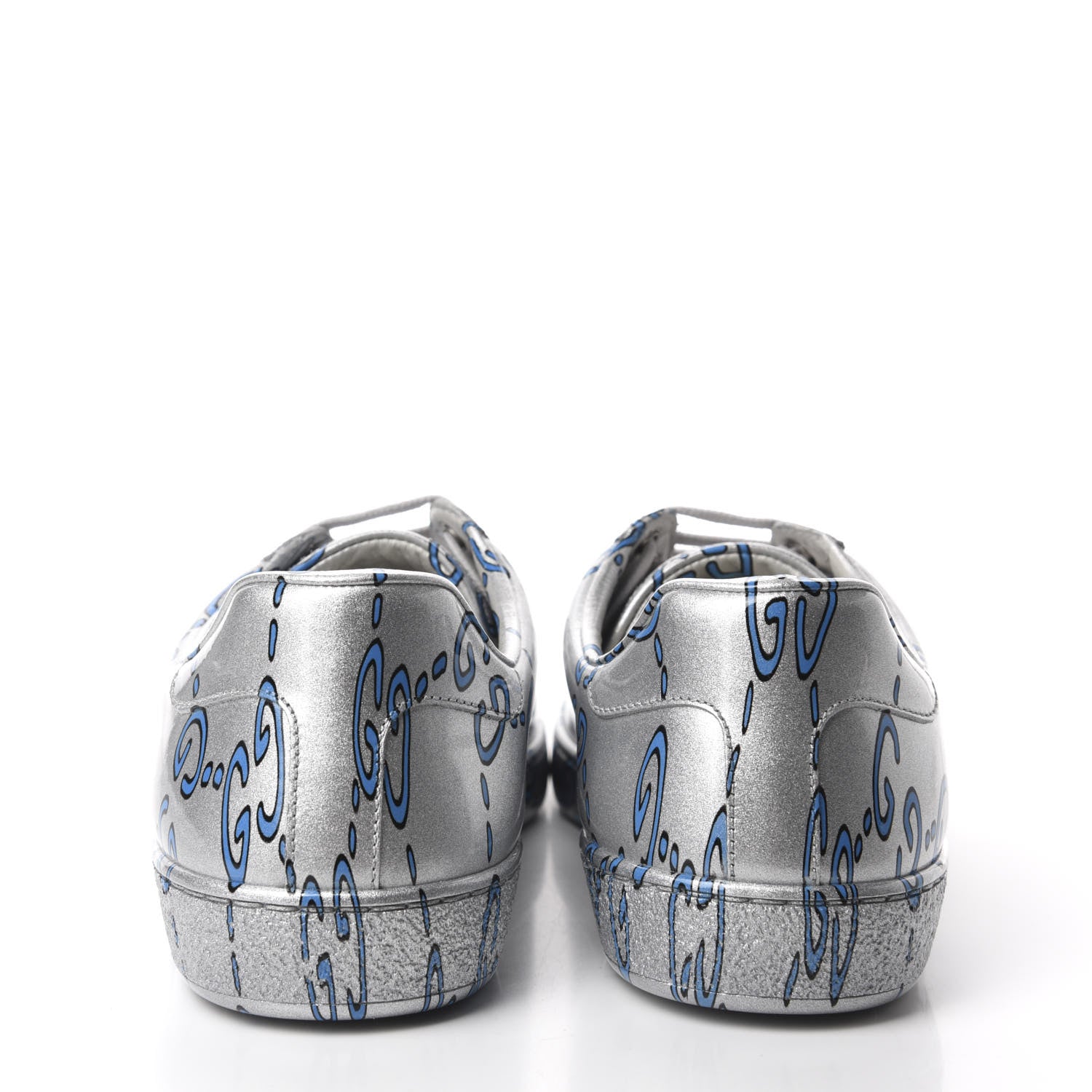 Gucci Miro Rubber Wax GucciGhost Print Mens New Ace Sneakers 7 Silver 5 of 10