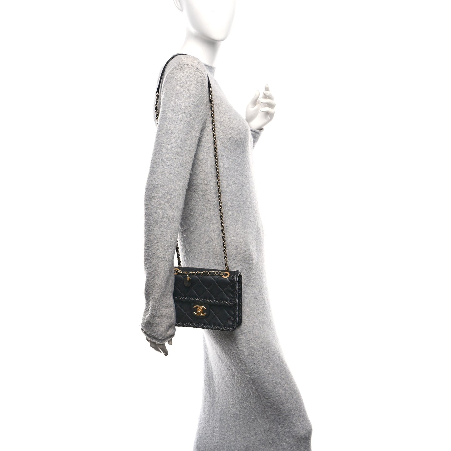Calfskin Braided Mini My Own Frame Flap Black