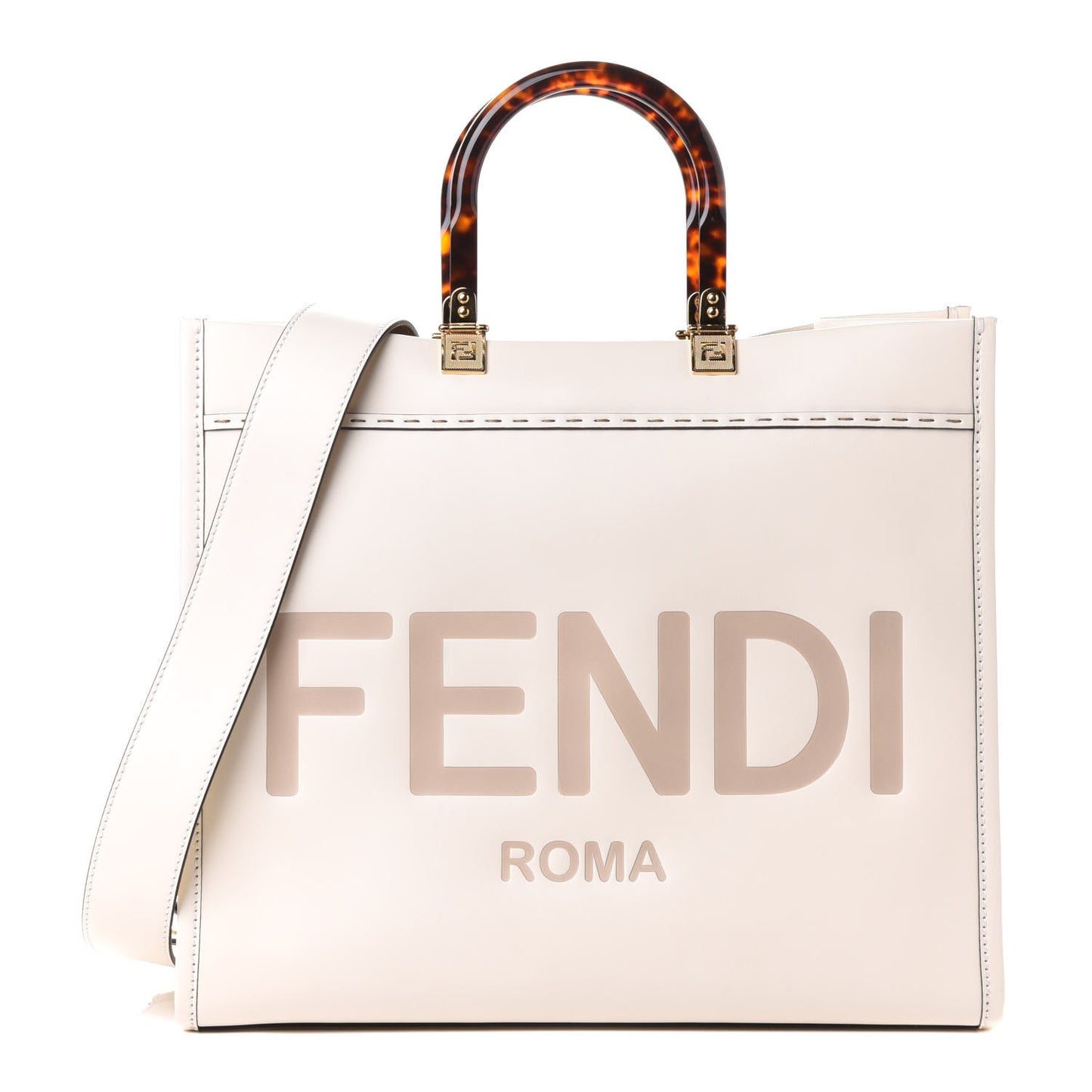 Vitello King Plexiglass Medium Fendi Sunshine Shopper Tote White Ice