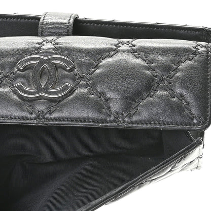 Chanel Calfskin Double Stitch Hamptons Flap Wallet Black 8 of 9