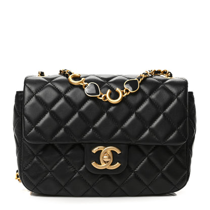 Chanel Lambskin Enamel Quilted Small Coco Hearts Flap Black 1 of 9