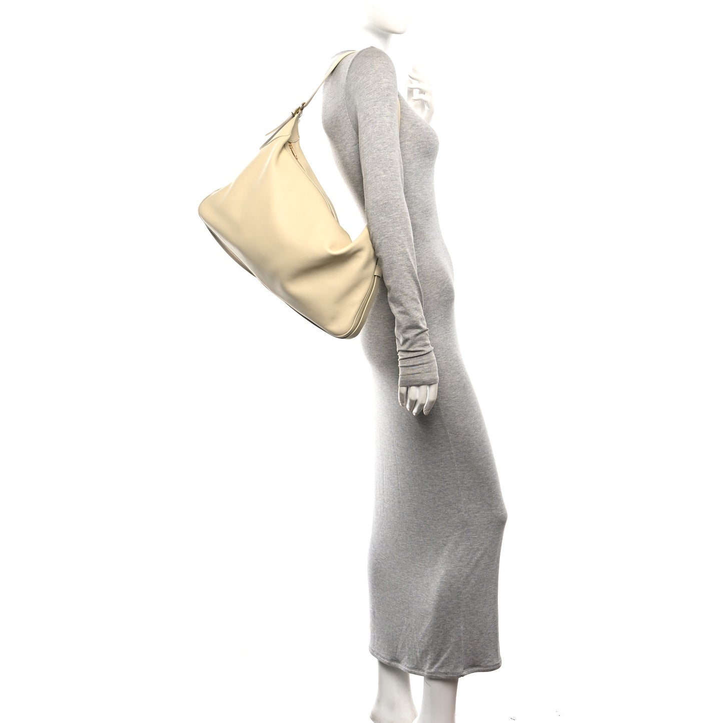 Supple Calfskin Large Romy Shoulder Bag Rice
