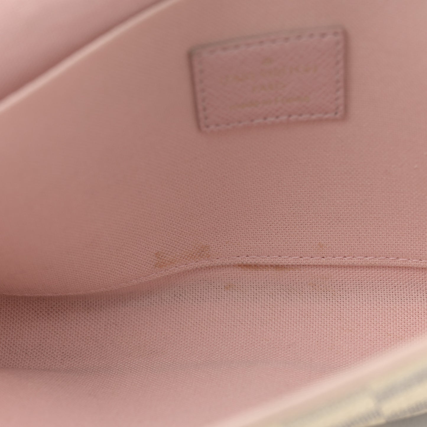 Damier Azur Pochette Felicie Chain Wallet Rose Ballerine