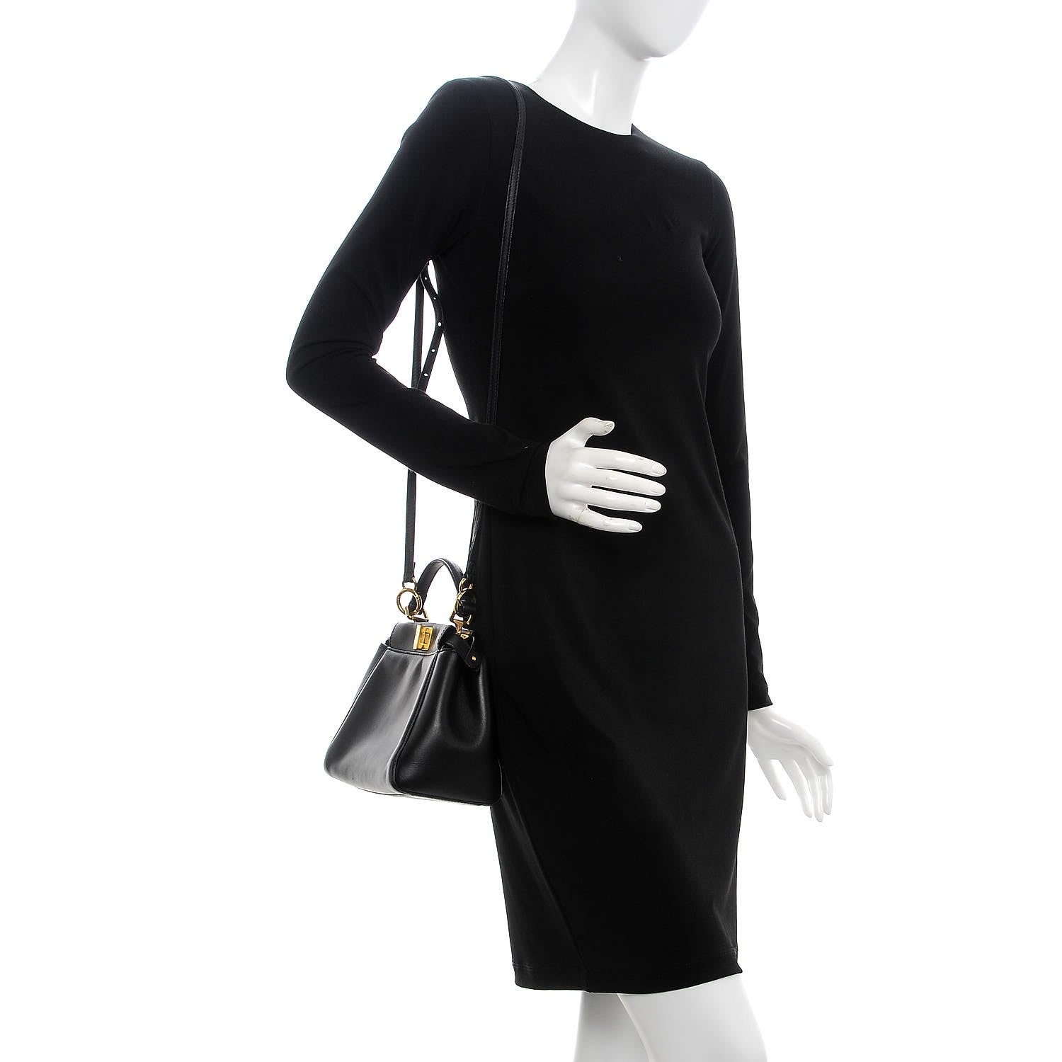 Fendi Nappa Mini Peekaboo Iconic Satchel Black 2 of 9