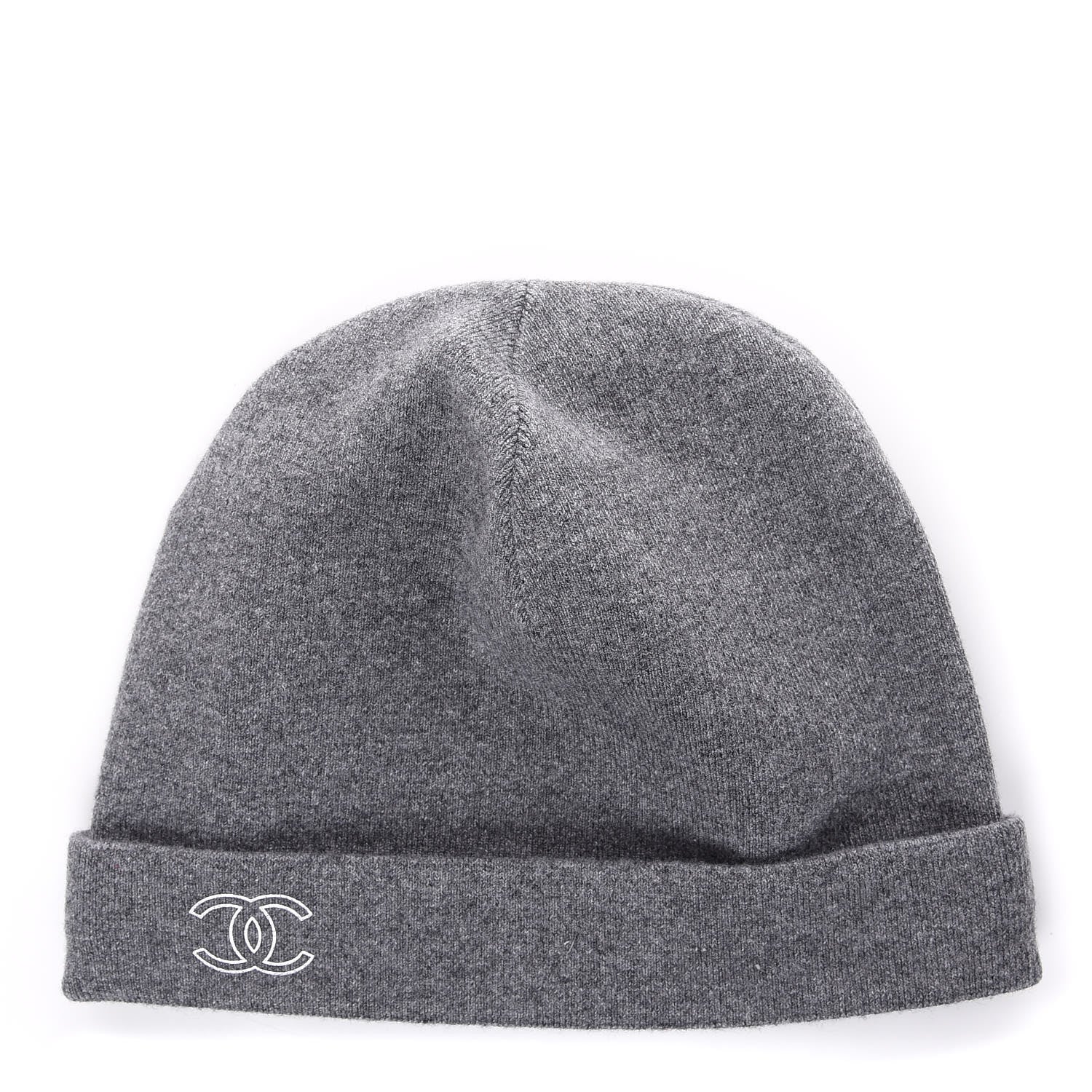 Chanel Cashmere Blend CC Beanie Hat Grey 1 of 5