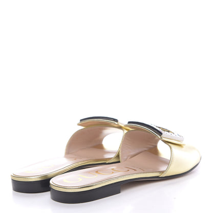 Gucci Metallic Nappa Crystal Square G Madelyn Slide Sandals 36.5 Gold 4 of 9