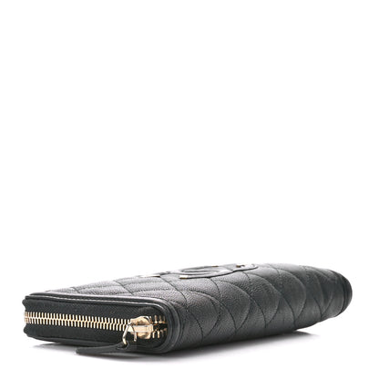 Chanel Caviar Quilted Filigree Zip Around Wallet Black 4 of 11