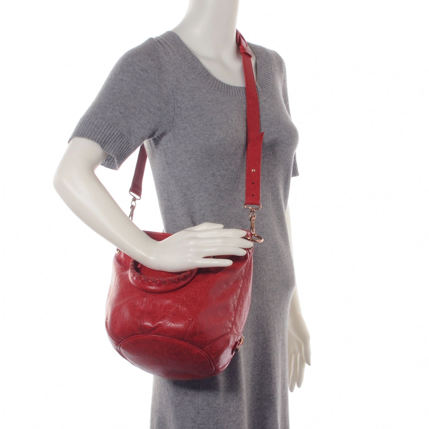 Agneau Giant 12 Rose Gold Hardware Mini Pompon Bag Coquelicot