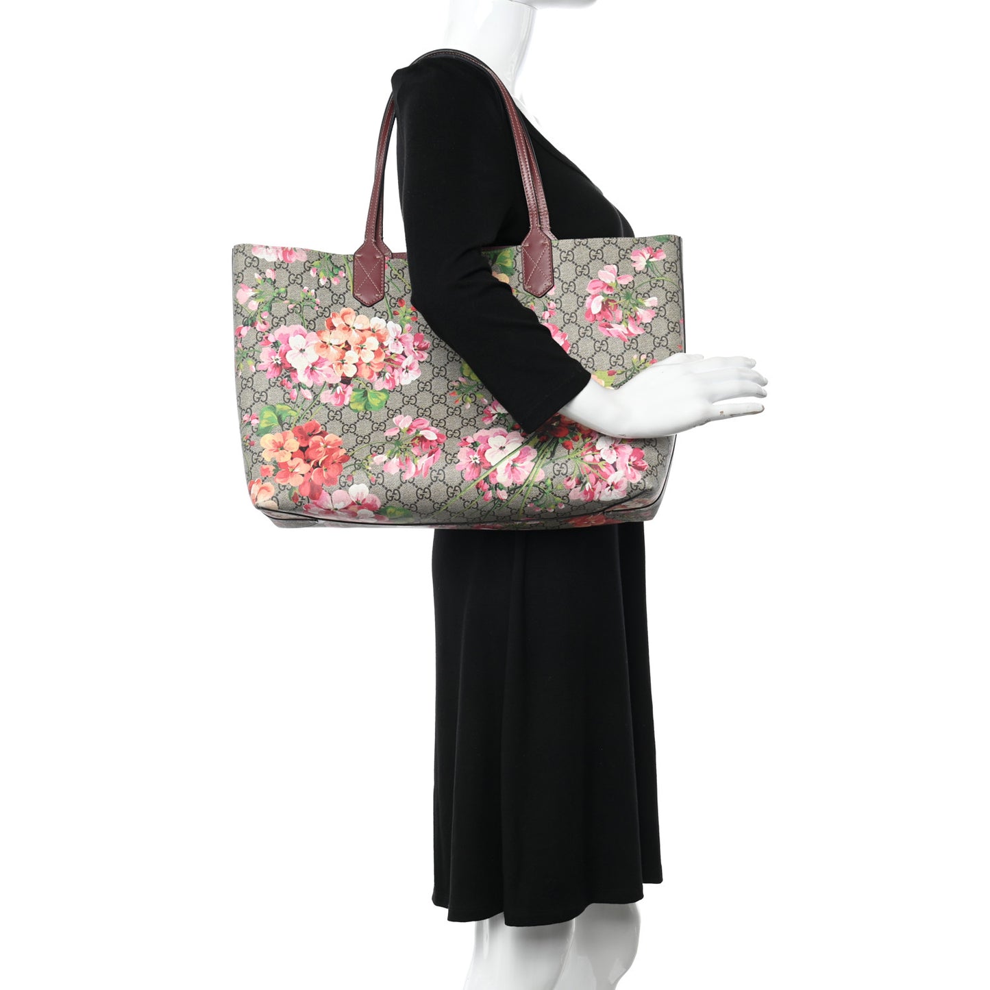 GG Supreme Monogram Blooms Medium Reversible Tote Beige Multicolor Dry Rose
