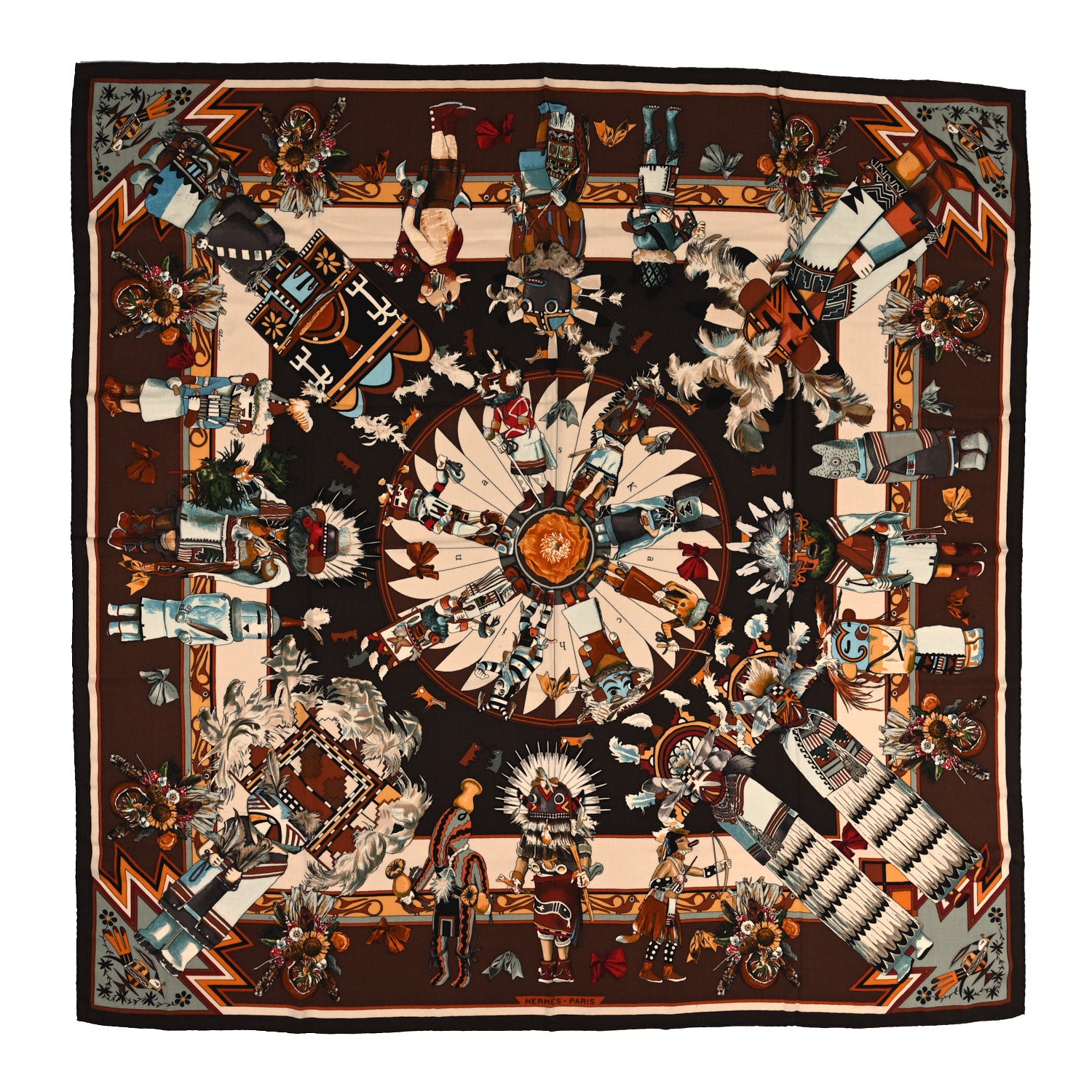 Hermes Cashmere Silk Kachinas Shawl 140 1 of 5