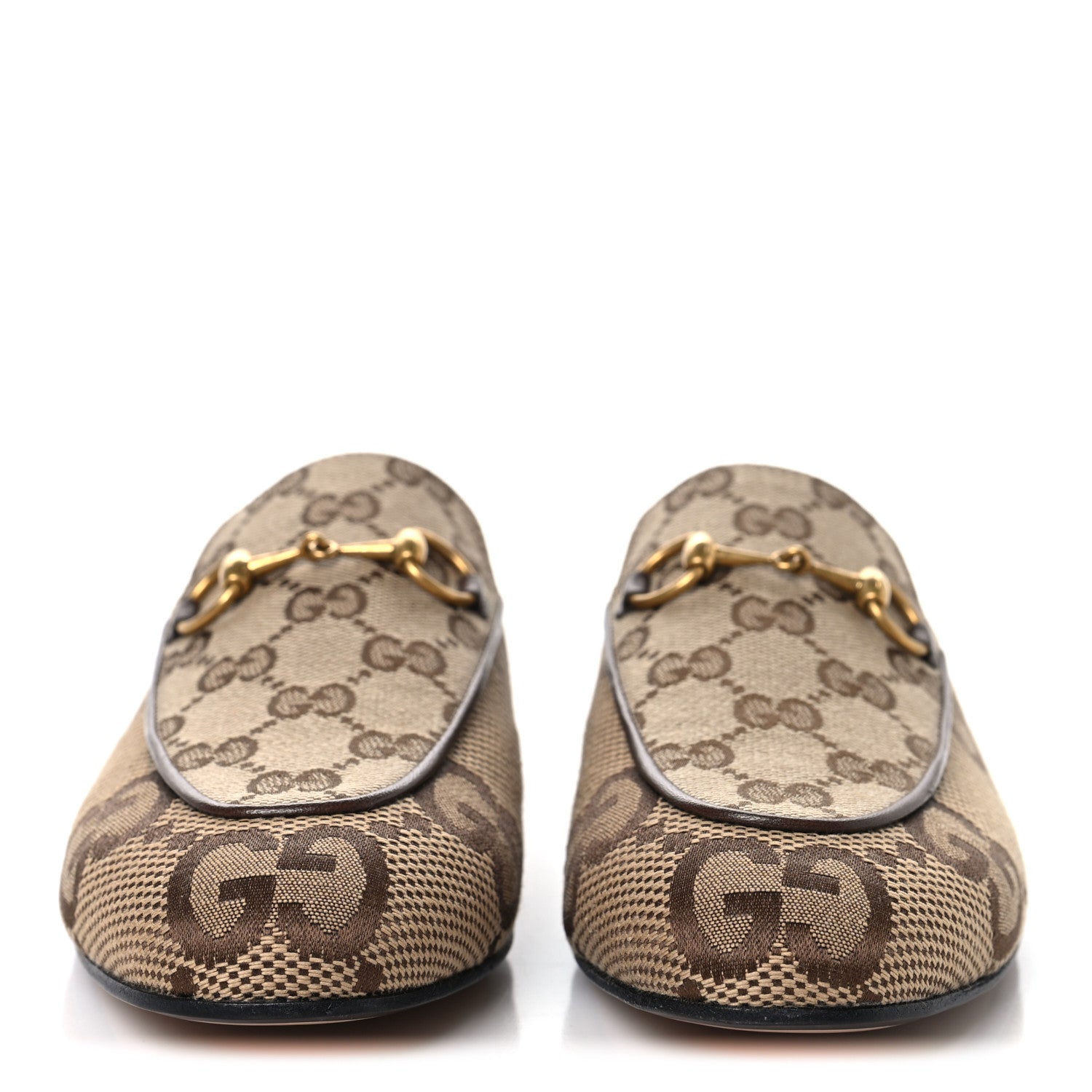 Gucci Monogram Jumbo GG Malaga Kid Womens Princetown Slippers 35.5 Camel Ebony New Acero Beige 3 of 10
