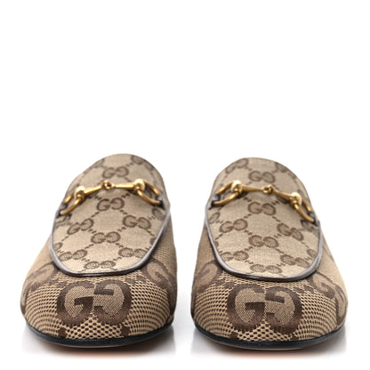 Gucci Monogram Jumbo GG Malaga Kid Womens Princetown Slippers 35.5 Camel Ebony New Acero Beige 3 of 10