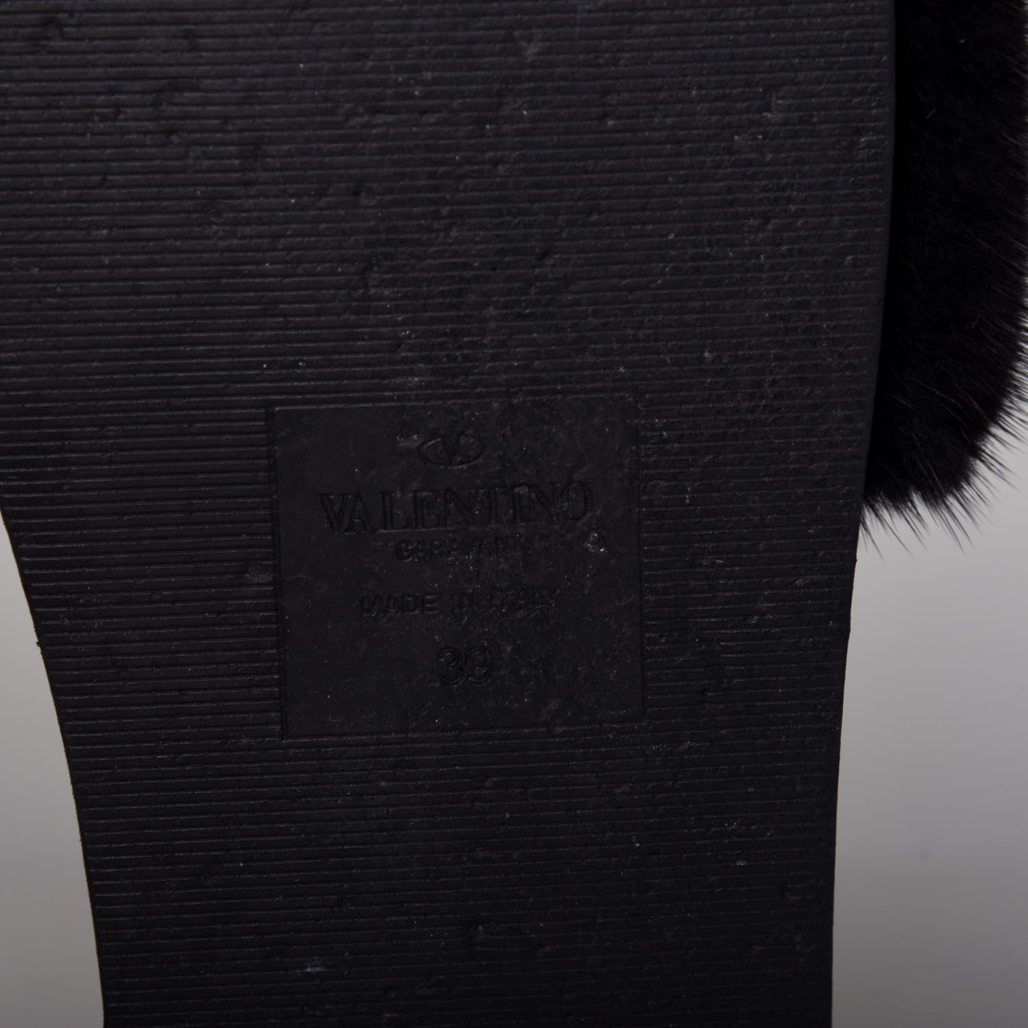 Valentino Garavani Mink Fur Rockstud Slide Sandals 39 Black 9 of 10