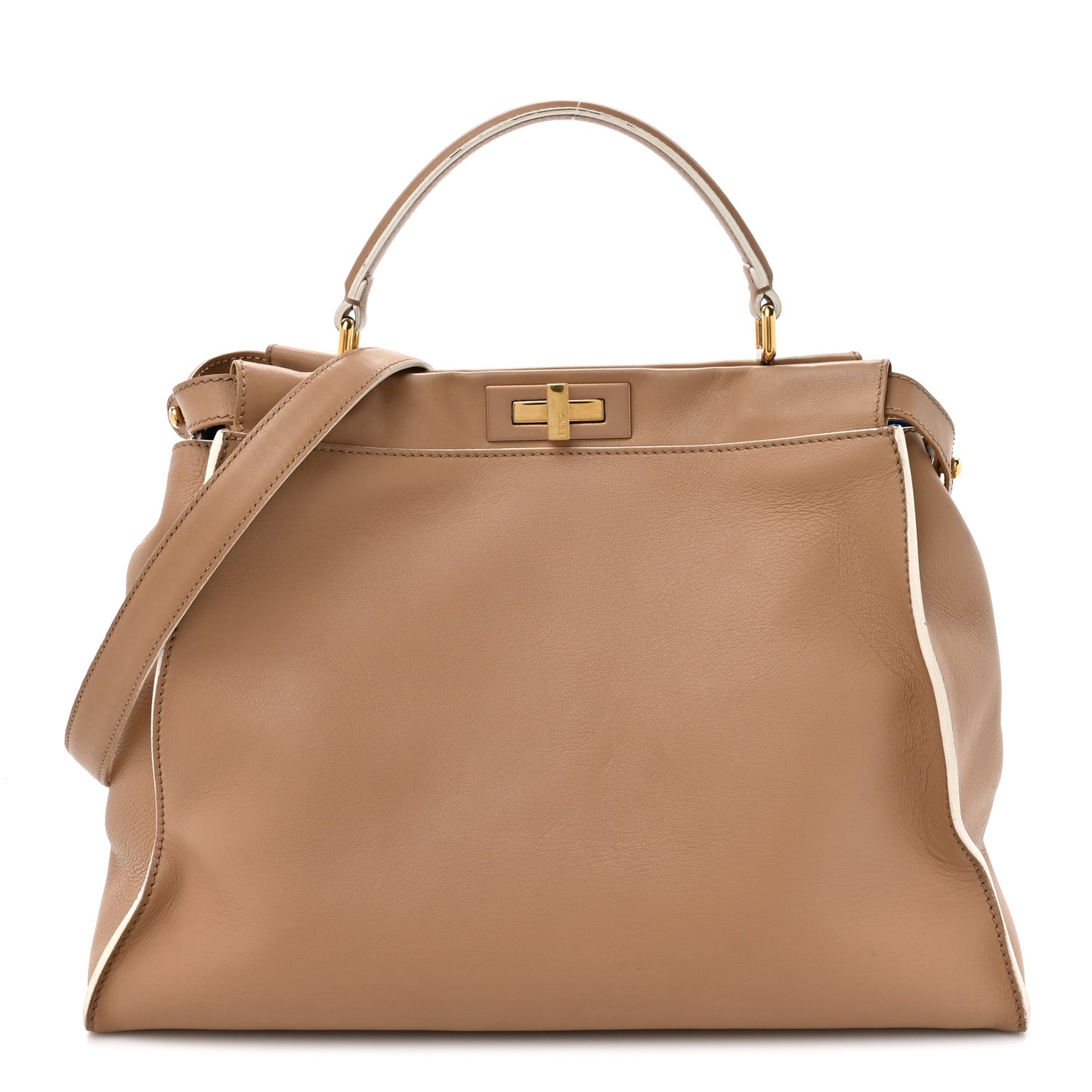 Vitello Seta Burro Large Peekaboo Iconic Satchel Cuoio Cobalto