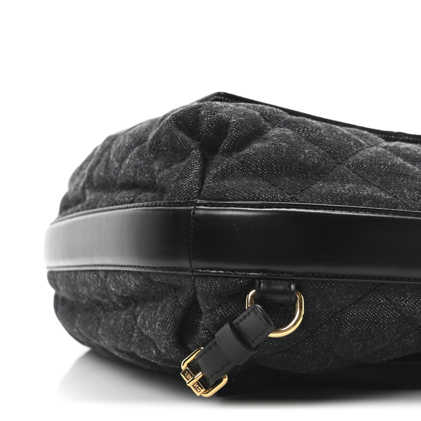 Denim Calfskin Quilted Backpack Black