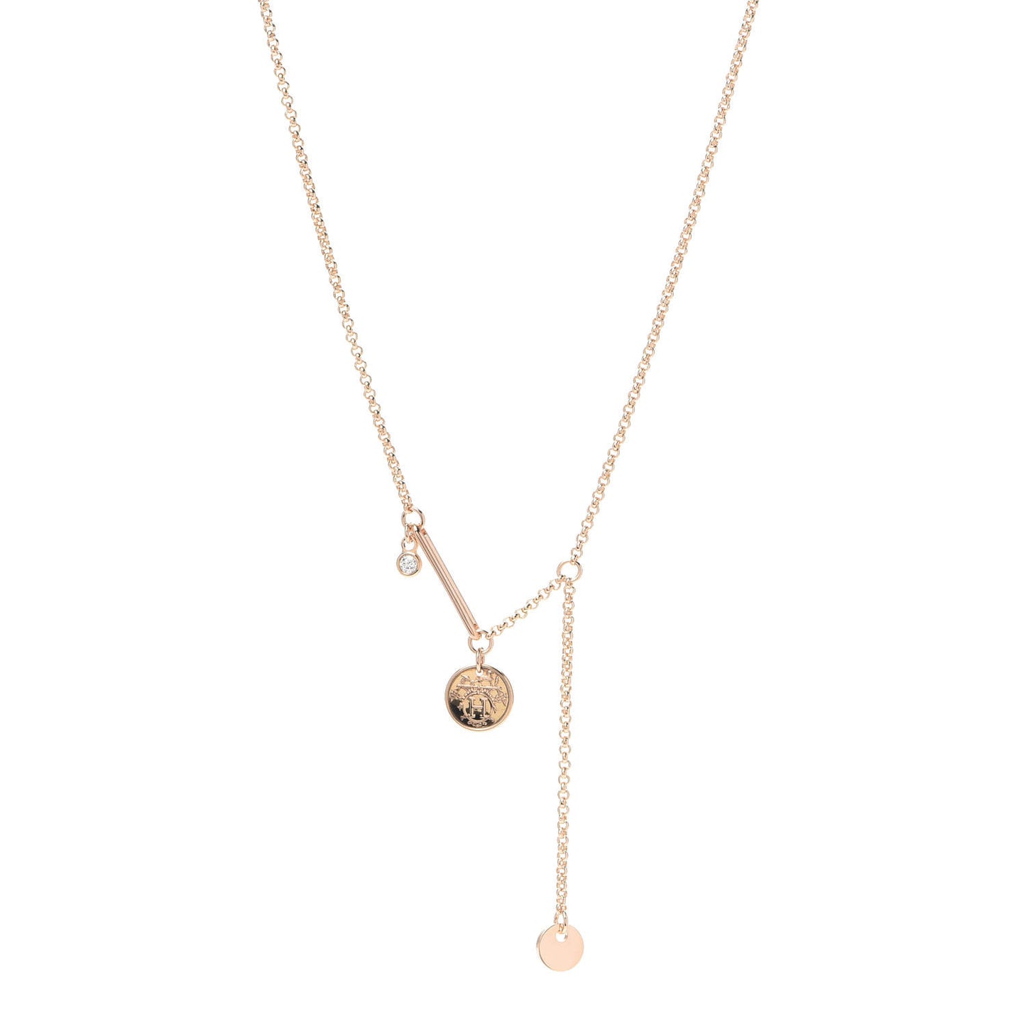 18K Rose Gold Diamond TPM Ex-Libris Pendant Necklace