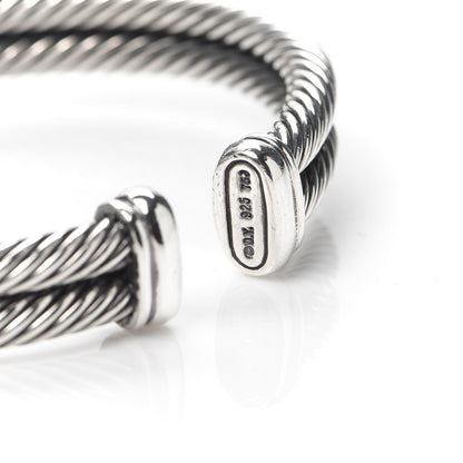 David Yurman Sterling Silver 18K Yellow Gold Blue Topaz Albion Double Cable Bracelet 4 of 5